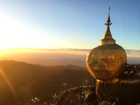 The Golden Rock at sunset